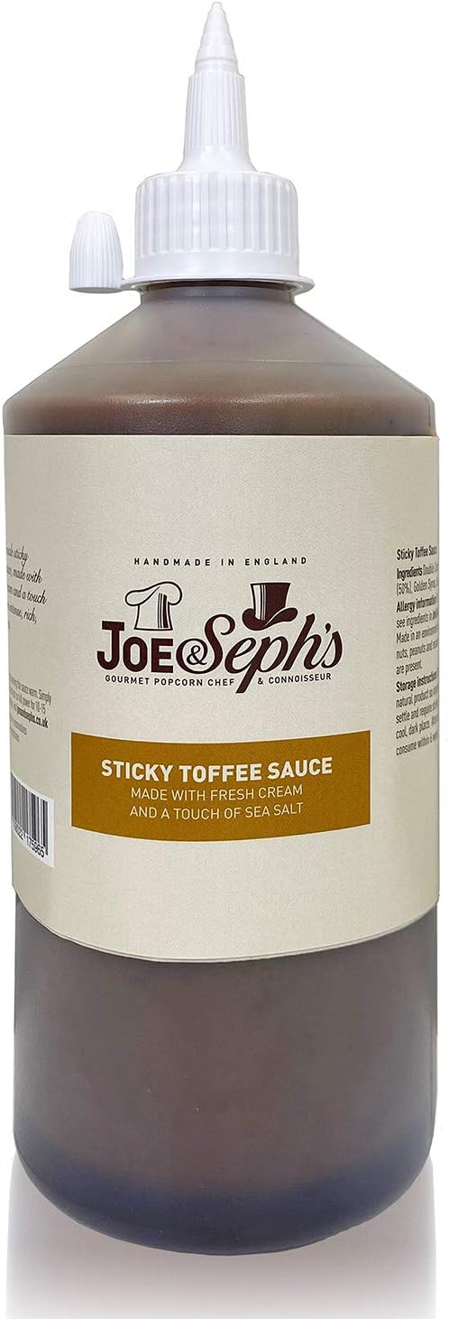 Joe & Sephs Sticky Toffee Caramel Sauce (1x1kg) |1 Star Great Taste Award, caramel drizzle, ice cream sauce, caramel sauce for coffee, vegetarian, home baking, cakes