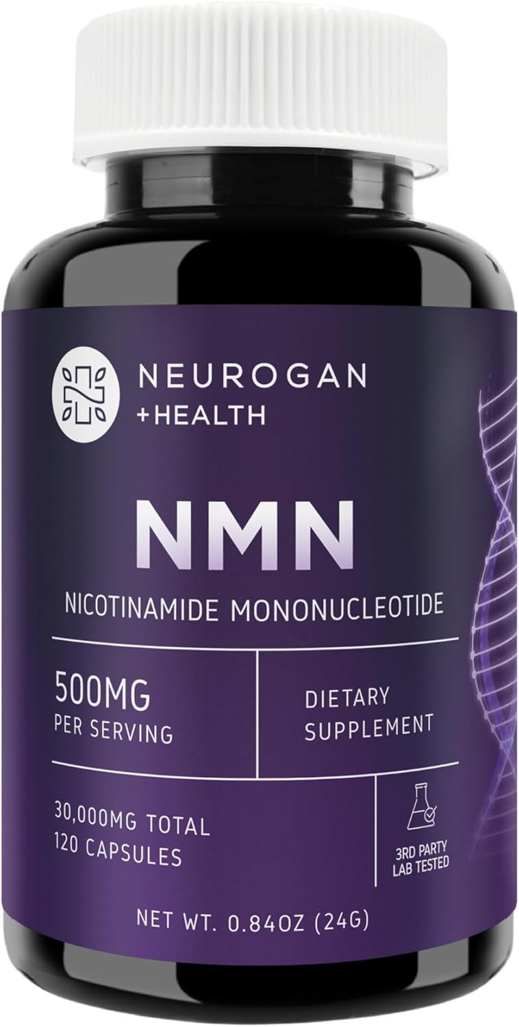 Neurogan NMN Supplement Capsules – NAD Precursor for Cellular Energy & Brain Focus Support – 500 mg High-Potency Nicotinamide Mononucleotide per Serving, 120 Count