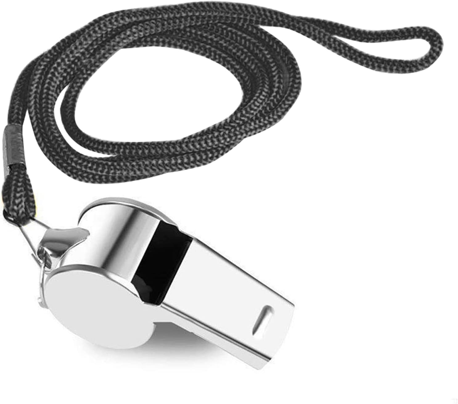 iJiZuo Stainless Steel Whistle, Metal Referee Whistle with 41cm Lanyard, Stainless Sports Whistles for Outdoor Activities, Referees, Coaches, Lifeguards, Soccer, Basketball-Silver