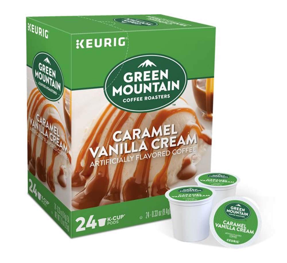 Keurig Coffee Pods K-Cups 16 / 18 / 22 / 24 Count Capsules ALL BRANDS / FLAVORS (24 Pods Green Mountain - Caramel Vanilla Cream)