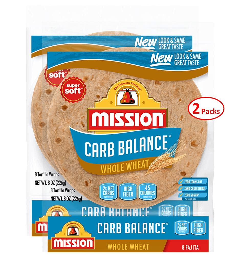 Mission Carb Balance Fajita Whole Wheat Tortillas, Low Carb, Keto 8 Ounce (Pack of 2)