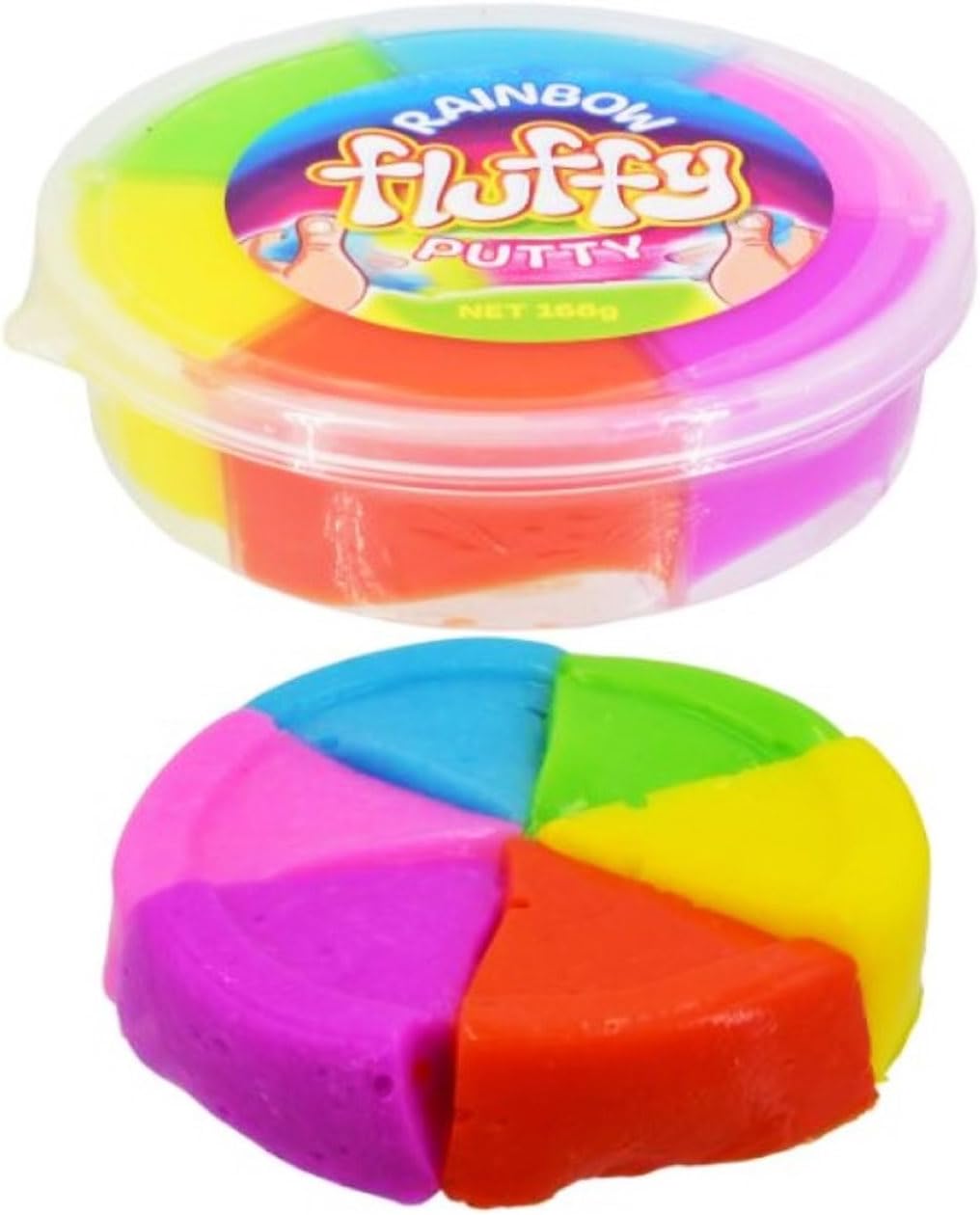 Rainbow Fluffy Putty - Pink, Purple, Orange, Yellow, Green and Blue Putty, Slime Putty, Fun Novelty, Magical and Squishy, Stress Relief, Great for Children with Autism, Special Needs, ASD, ADHD