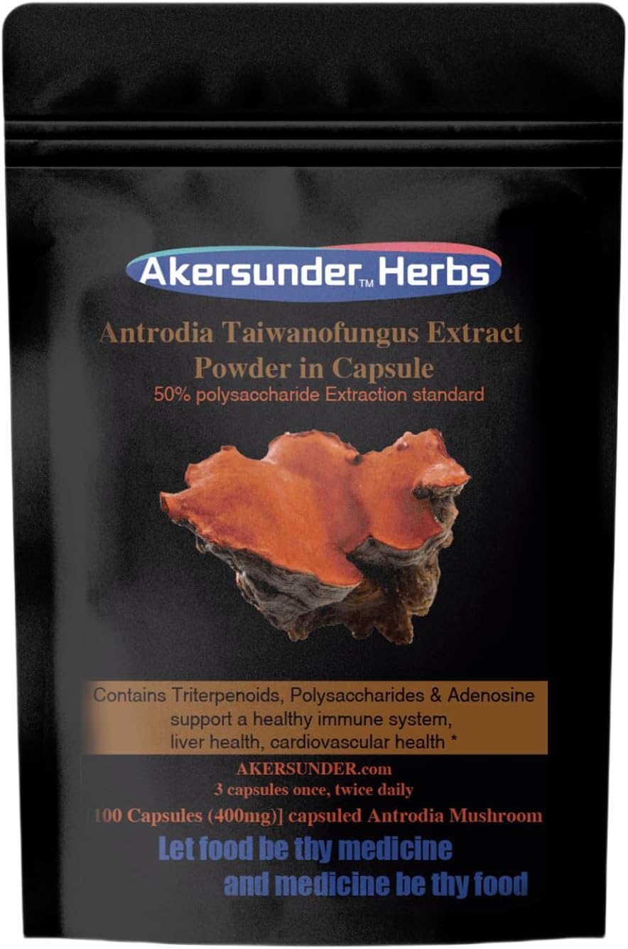 Antrodia Camphorata Mushroom Extract 100 Capsule, Taiwanofungus camphoratus/cinnamomea, 50+% polysaccharide