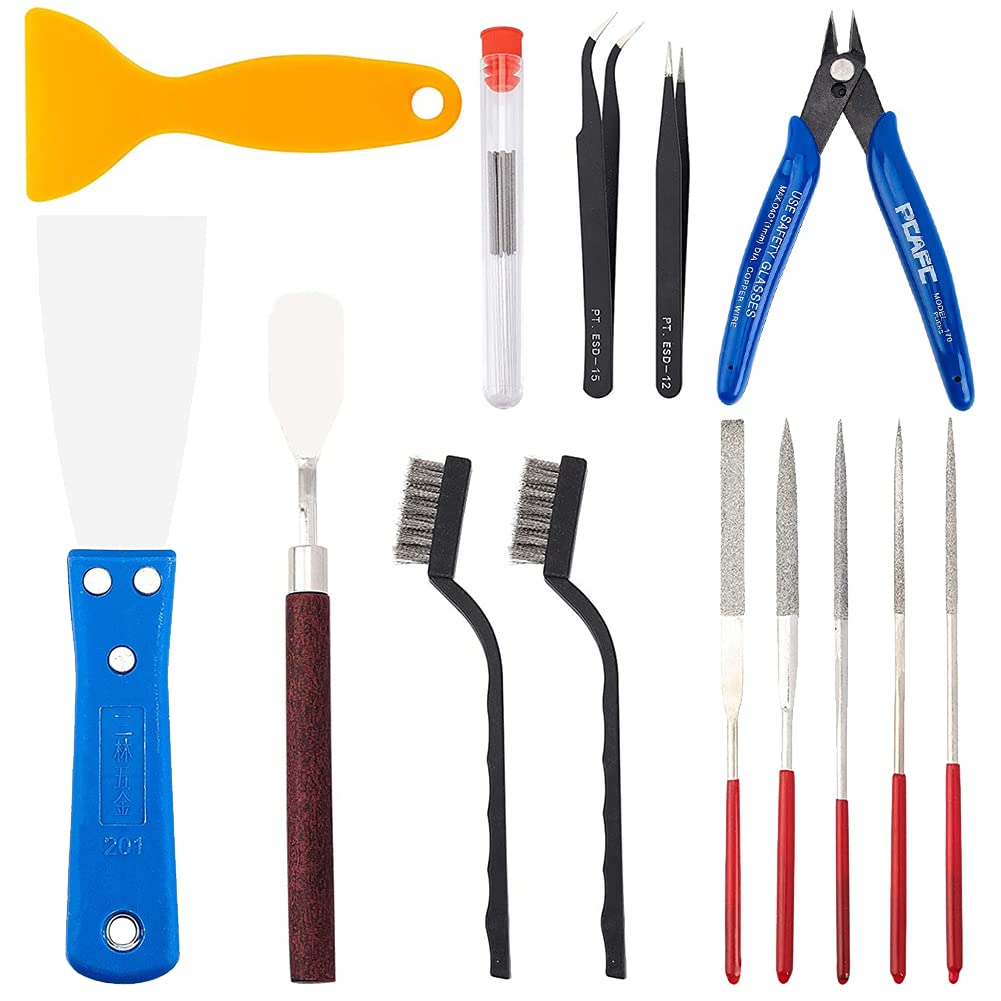OLYCRAFT 23PCS 3d printer accessories Nozzle Cleaning Tools Removal Tools Kit Includes Putty Knife Wire Brush Wire Flush Cutters Scraper Knife Diamond Files and Tweezers for Cleaning 3D Printer