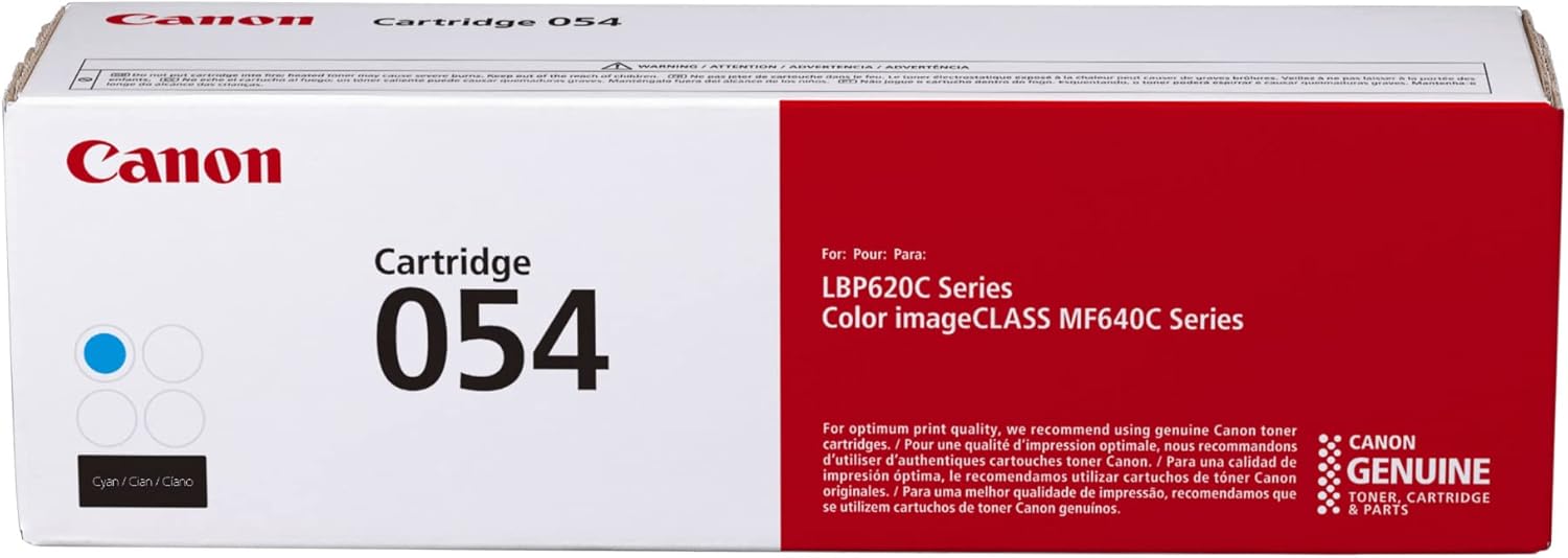 Canon Genuine Toner, Cartridge 054 Cyan (3023C001) 1 Pack Color imageCLASS MF641Cdw, MF642Cdw, MF644Cdw, LBP622Cdw Laser Printers