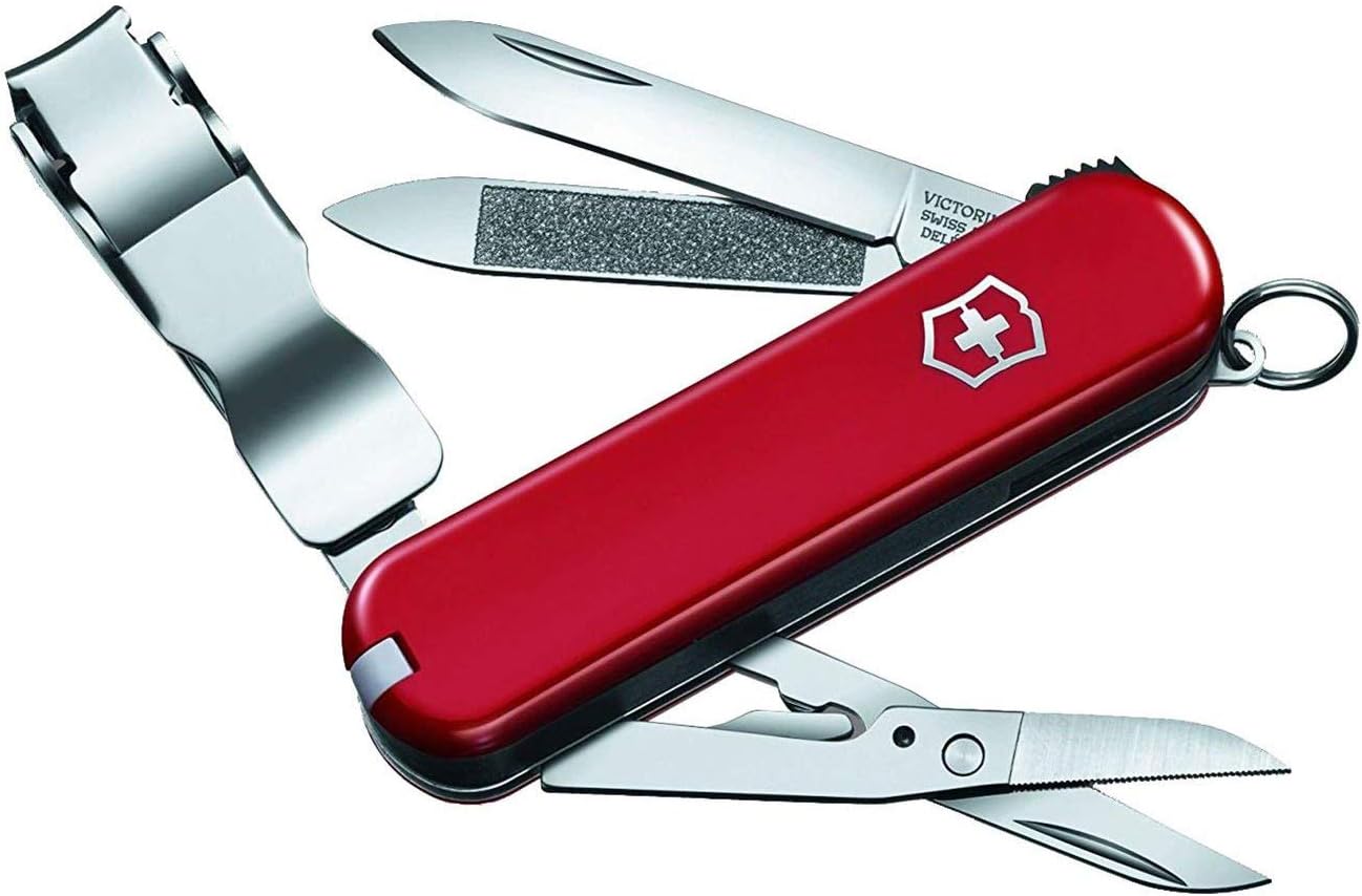 Victorinox Nailclip 580, Swiss Made, 8 Functions, Nail File, Nail Clipper, Blade, Scissors, Red