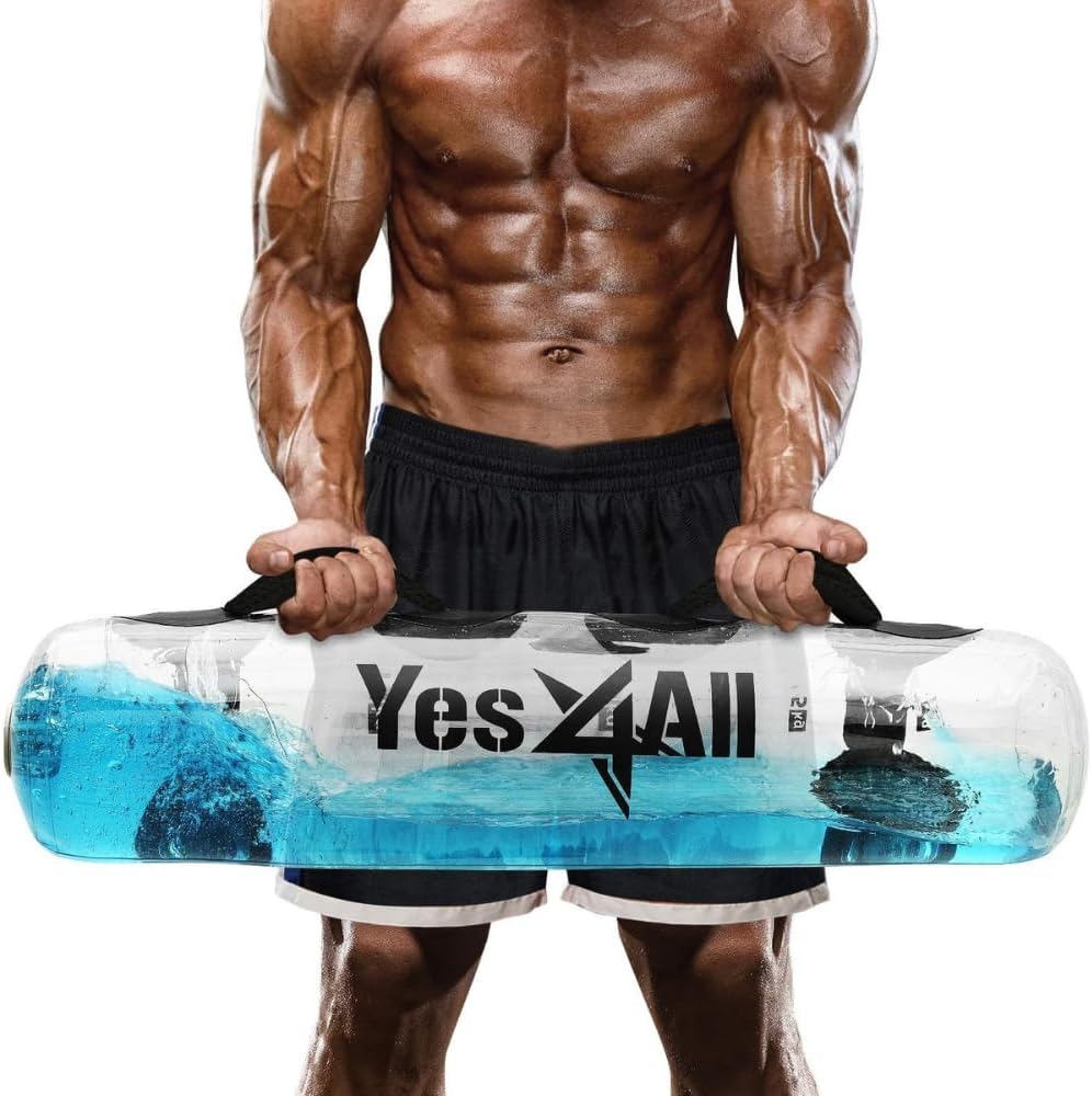 Yes4All Large Aqua Bags for Workout 35/45/80lbs - Ultimate Core Water Weights Aqua Bag - Portable Stability Fitness - Perfect Agility, Durability for Indoors and Outdoors - Clear & Dark Blue