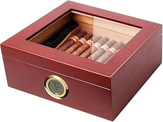 Premium Cigar Humidor for 25-50 Cigars - Cedar-Lined Cigar Box with Hygrometer and Humidifier for Optimal Humidity Control