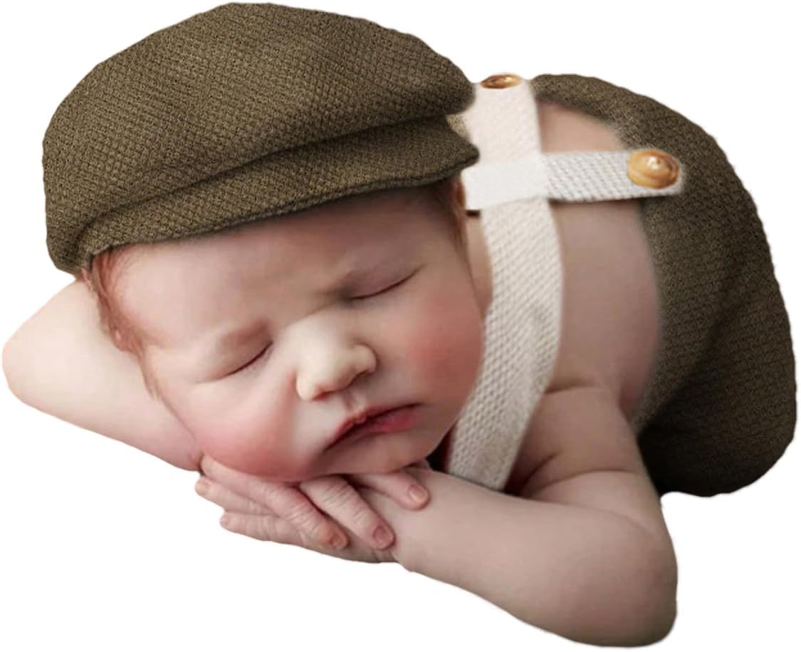 Holibeat Newborn Boy Photography Props Baby Boy Photo Shoot Outfits Infant Gentleman Romper Suits with Hat