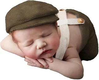 Holibeat Newborn Boy Photography Props Baby Boy Photo Shoot Outfits Infant Gentleman Romper Suits with Hat