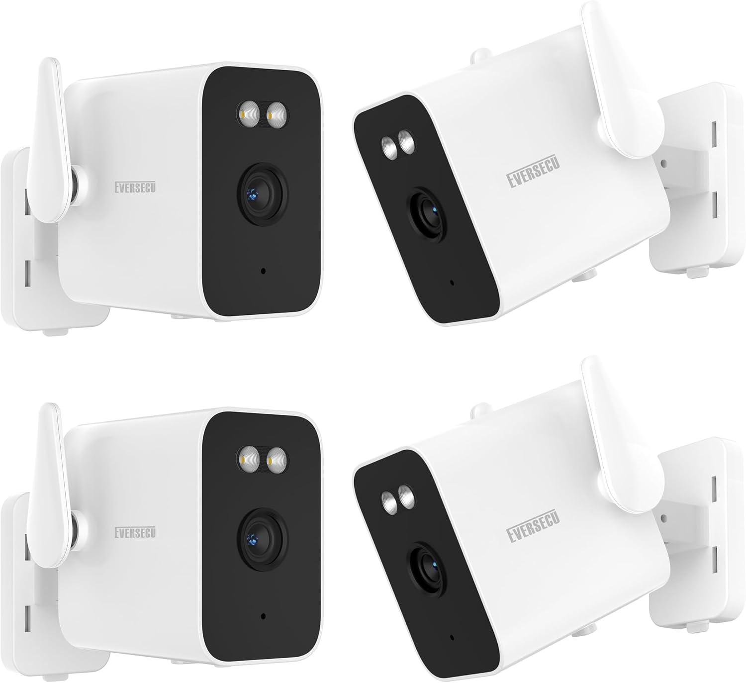 EVERSECU 2K Outdoor UPS WiFi Bullet Camera Bulit-in 5000mA Batteries for Power Outage, Human Detection, Compatible with Alexa, SD Card&Cloud Storage, Support ONVIF&RTSP Stream (4pacK)