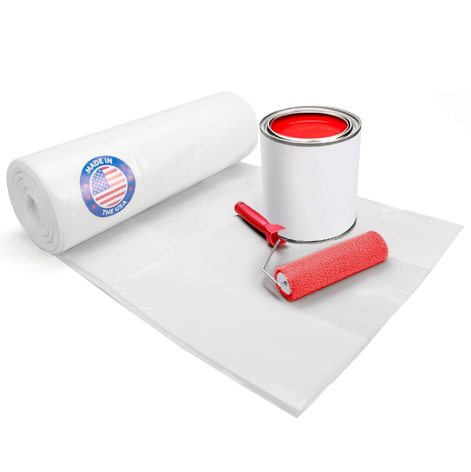 Plastic Sheeting 4 mil, 3' x 50' (150 sq. ft.) - Thick Semi-Clear Plastic Sheeting for Painting & Construction & Home Use - Heavy Duty LDPE Film Roll - Plastic Sheet for Drop Cloth by IDL Packaging
