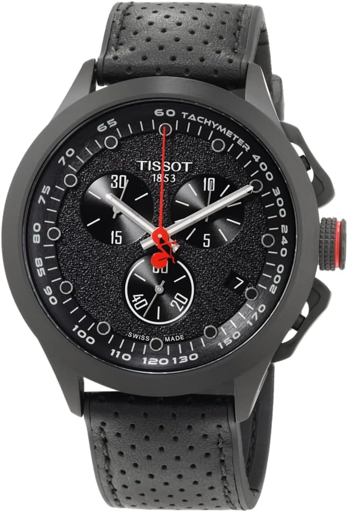 Tissot Mens Tissot T-Race Cycling Vuelta 2022 Special Edition 316L Stainless Steel case with Black PVD Coating, Carbon Composite Quartz Watch, Black, Leather, 22 (T1354173705102), Black