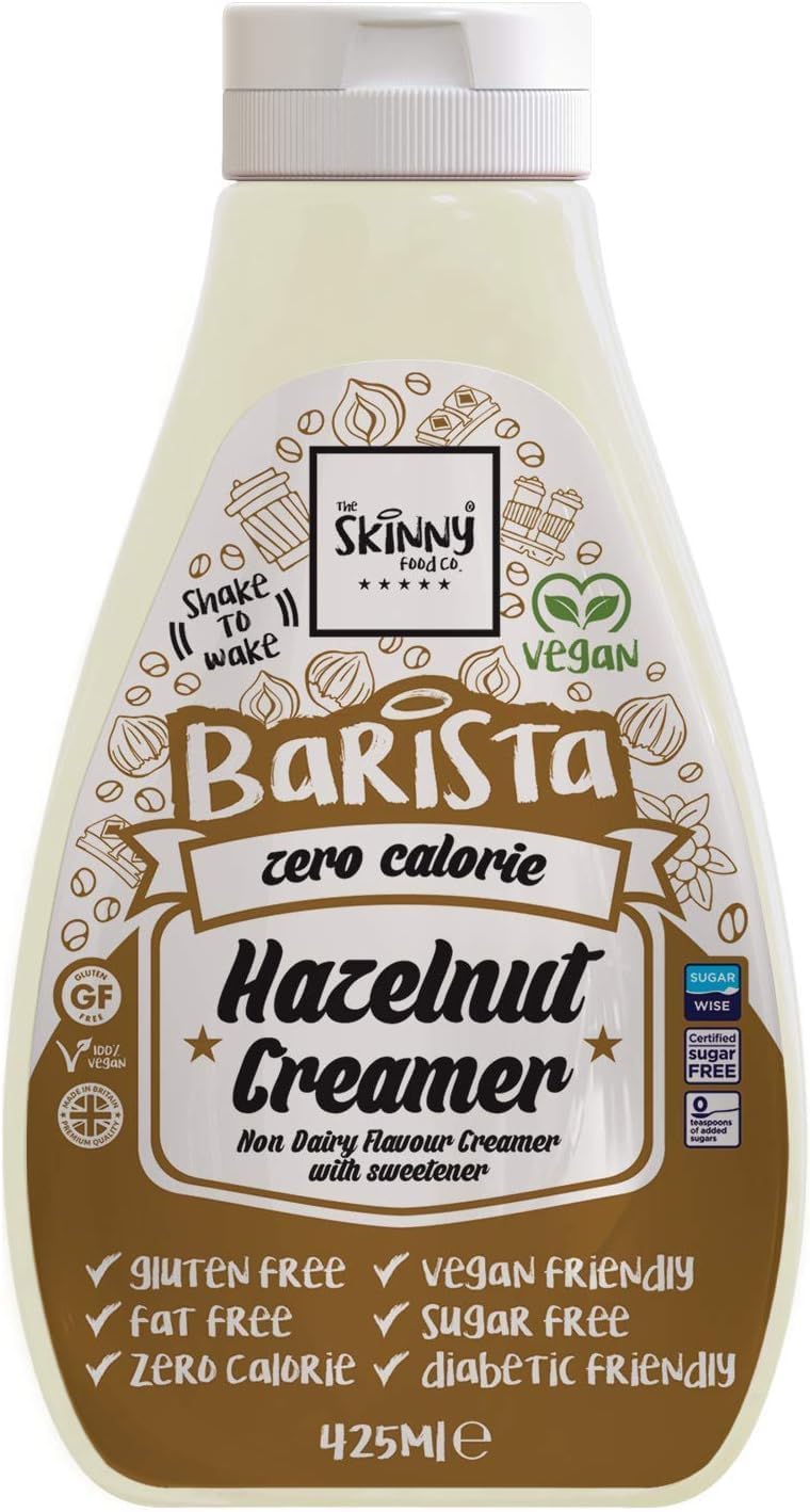 Skinny Food Co Hazelnut Coffee Creamer 425ml - Zero Calorie Liquid Coffee Creamer - Non-Dairy, Vegan, Fat-Free - Skinny Creamer Sugar Free - For Coffee, Tea, Smoothies, Porridge