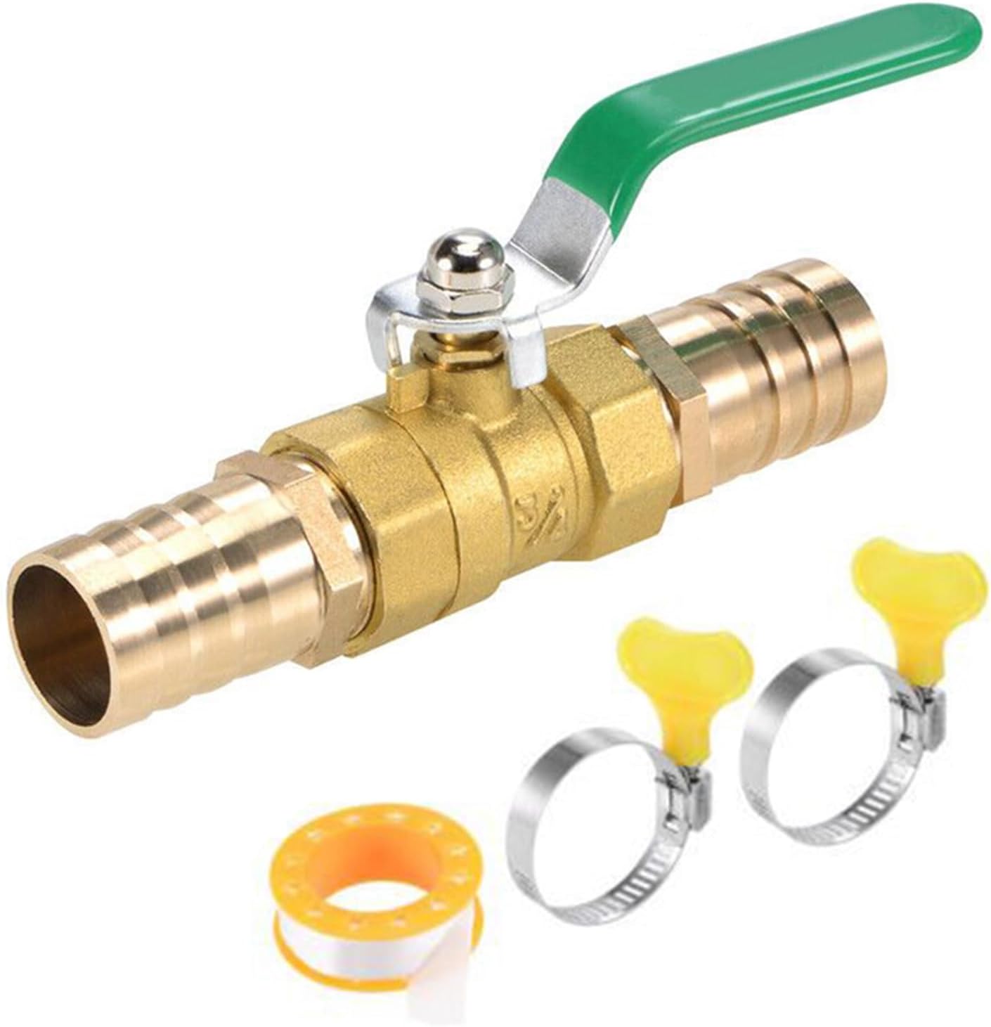 Gbtdoface 1PC Ball Valve,Brass Garden Hose Shut Off Valve,Ball Valve Stop Valve 25Mm Hose Hook 90° Brass Valve With Hose Clamps
