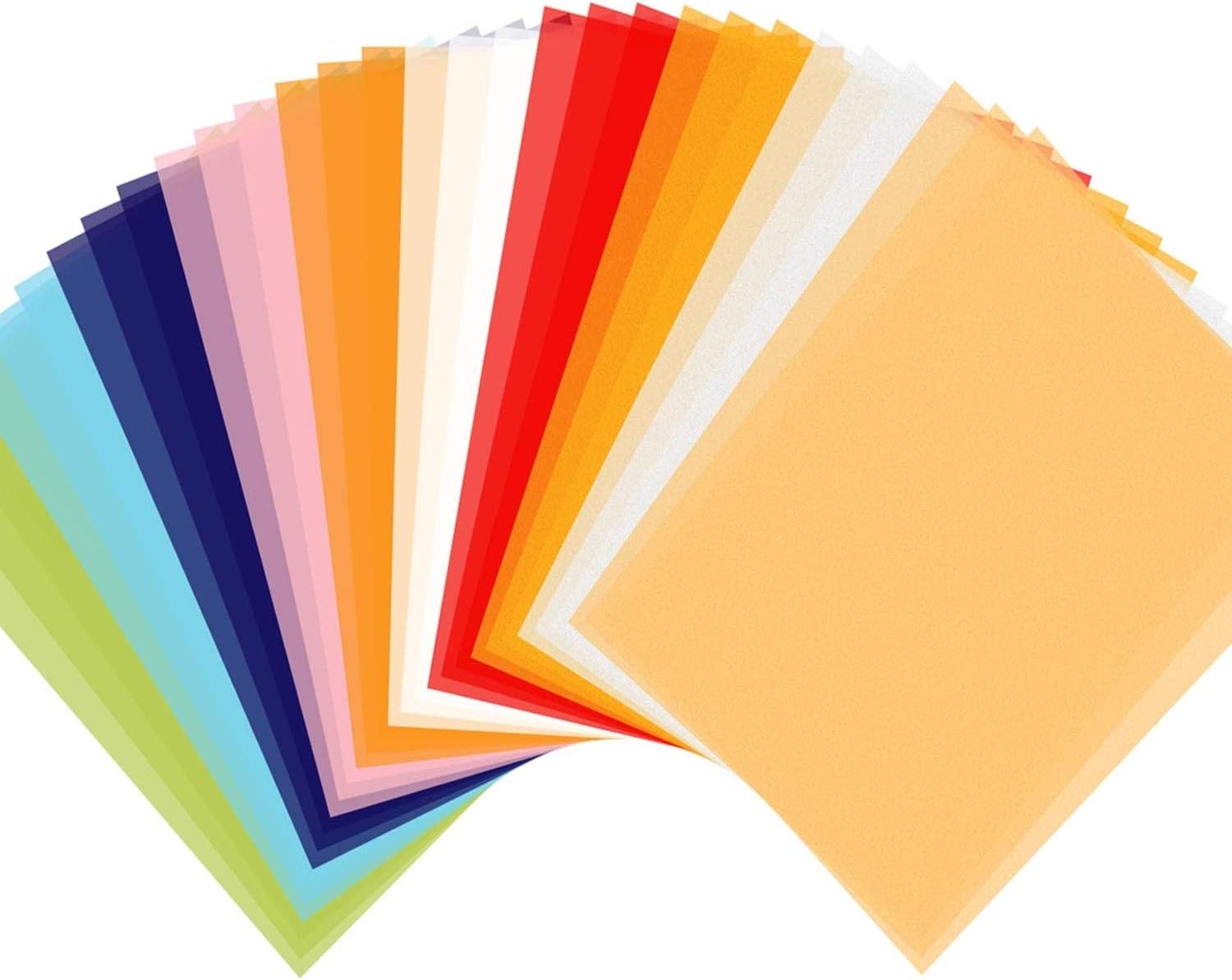 Shynek Colored Transparent Vellum Paper, 50 Sheets 10 Colors 8.5 x 11 Translucent Printable Clear Vellum Sheets for Ink Jet Laser Printer