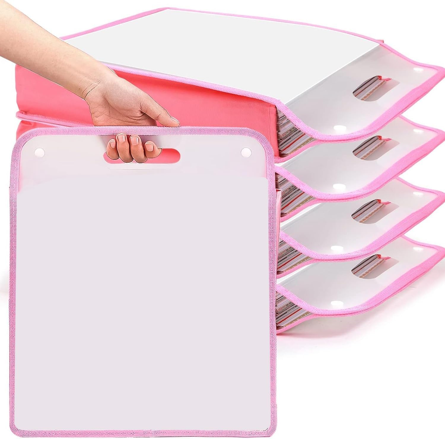 AWAOVV 5 Pack Scrapbook Paper Storage Organizer, 12 x 12" Pink Expanding Bag, Portable Container for Holding Scrapbook, Vinyl Roll, Cardstock
