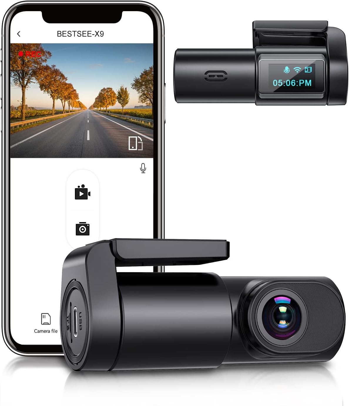 BESTSEE Dash Cam Front, 1080P Mini WiFi DashCam for Cars, Car Camera Dash with 0.96" mini screen Parking Monitor, Super Night Vision, 170° Wide Angle, App Control, G-Sensor, Easy Installation…
