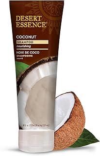 Desert Essence Coconut Shampoo – Nourishing, Paraben-Free, Mineral Oil Free, Vegan, Moisturizing Shampoo for Dry, Damaged Hair - Infused with Natural Coconut Oil, 8 fl oz