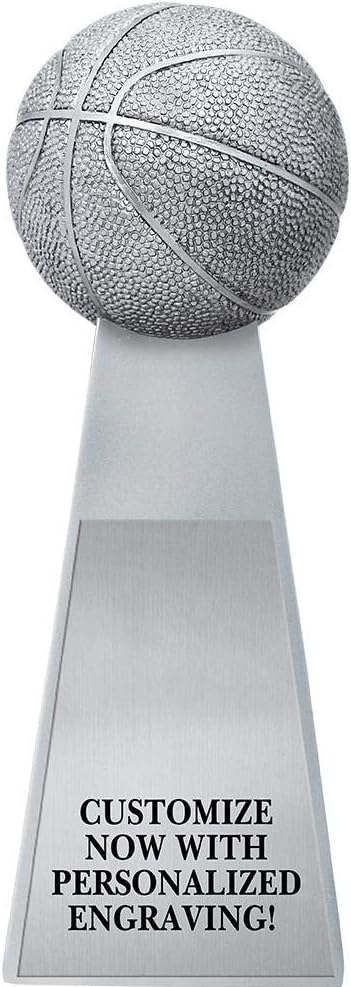 Crown Awards 10" Basketball Gridiron Trophy, Metallic Fantasy Basketball Sculpture Trophies Prime