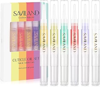SAVILAND Natural Cuticle Oil Pen: 6PCS Revitalizing Cuticle Oil for Nails with Vitamin E Repaired Cuticles Overnight Cuticle Softener Nail Strengthener Protector for Damaged Skin Thin Nail