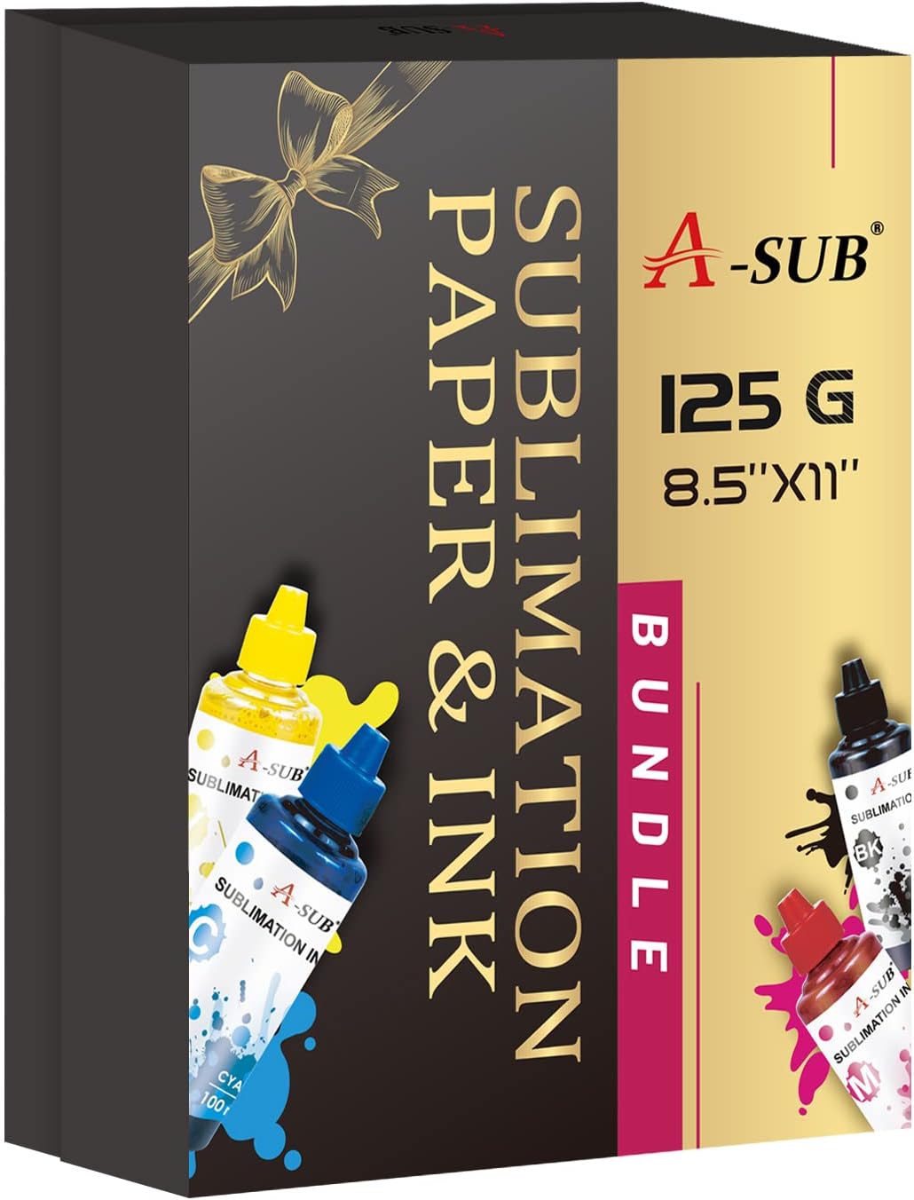 A-SUB Sublimation Paper 125gsm and Sublimation Ink Bundle Kit for Heat Transfer on Tumblers, Tee shirt, Mugs,etc. to Personalize your Holiday Gift