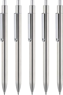 LINFANC Gel Pens 5pcs Gel ink Pens Medium Point 0.5mm Pen Metal Gel Pens Black Ink Pens for Journaling School Supplies Black Pens Quick Dry Gel Ink Pen Office Supplies Stainless Steel