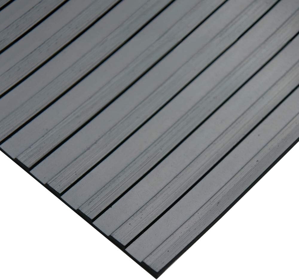 Rubber-Cal - 03_168_W_WR_08 Wide Rib Corrugated Rubber Floor Mat, 3 mm Thick x 4' x 8' Utility Runner, Black
