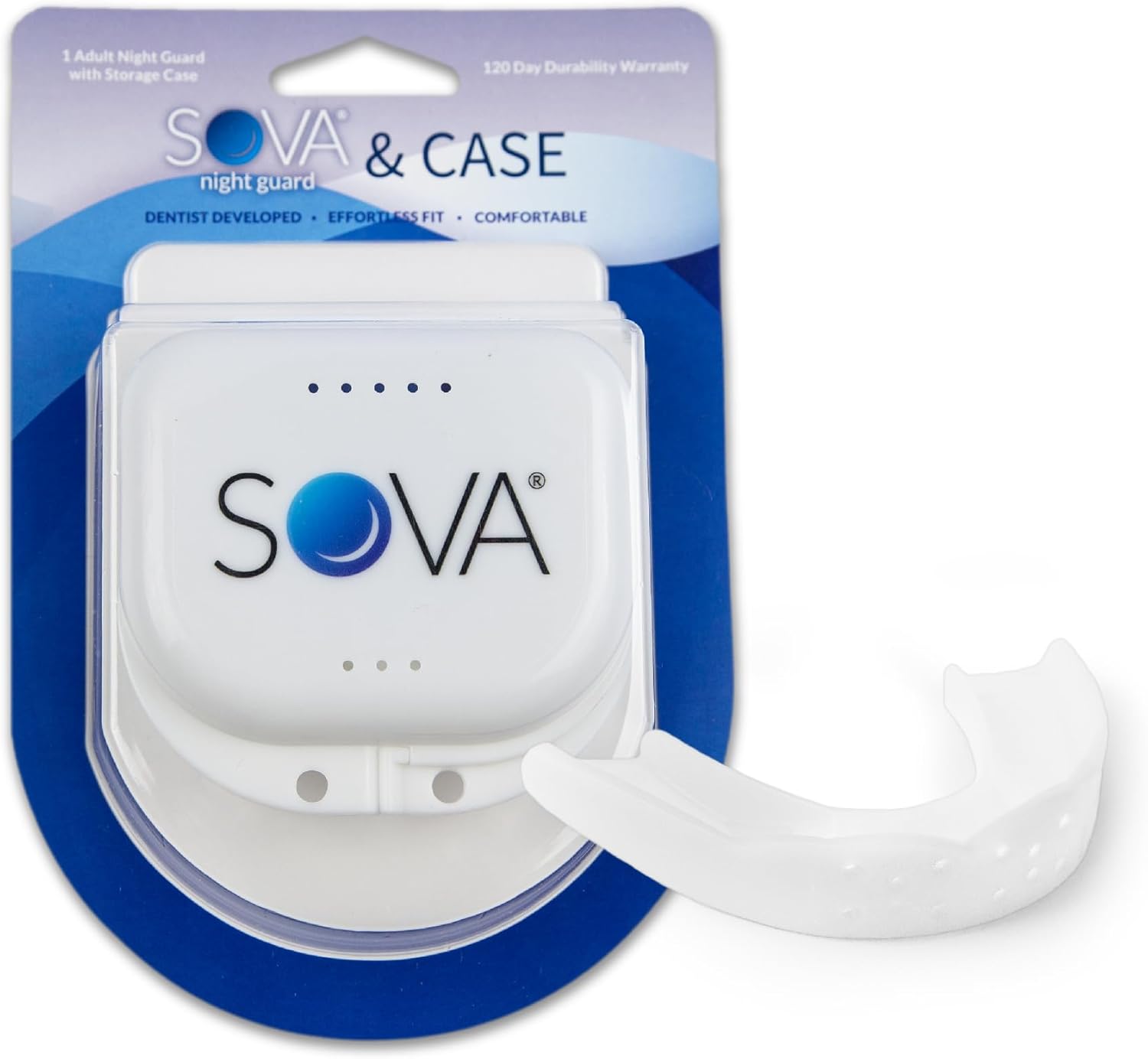 Sova 1.6mm Mouth Guard for Clenching and Grinding Teeth at Night, Custom-Fit Sleep Night Guard with Case (SOVA3DN-CASE-E)