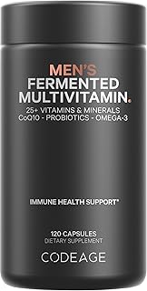 Codeage Men’s Daily Multivitamin Supplement, 25+ Vitamins & Minerals For Adults, Organic Whole Foods Vitamins For Men, Vitamin A, B Vitamins, Vitamin C, D, E, K, Probiotic, Zinc, Omega-3, 120 Capsules