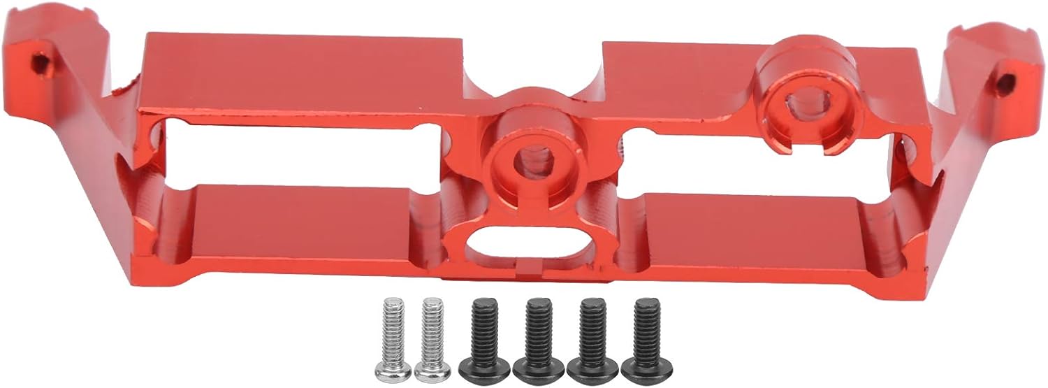 VGEBY RC Steering Servo Mount, Remote App Controlled Vehicle Parts Servos & Parts Aluminum Alloy RC Differential Lock Bracket Accessory for 1/10 RC Crawler(Red)