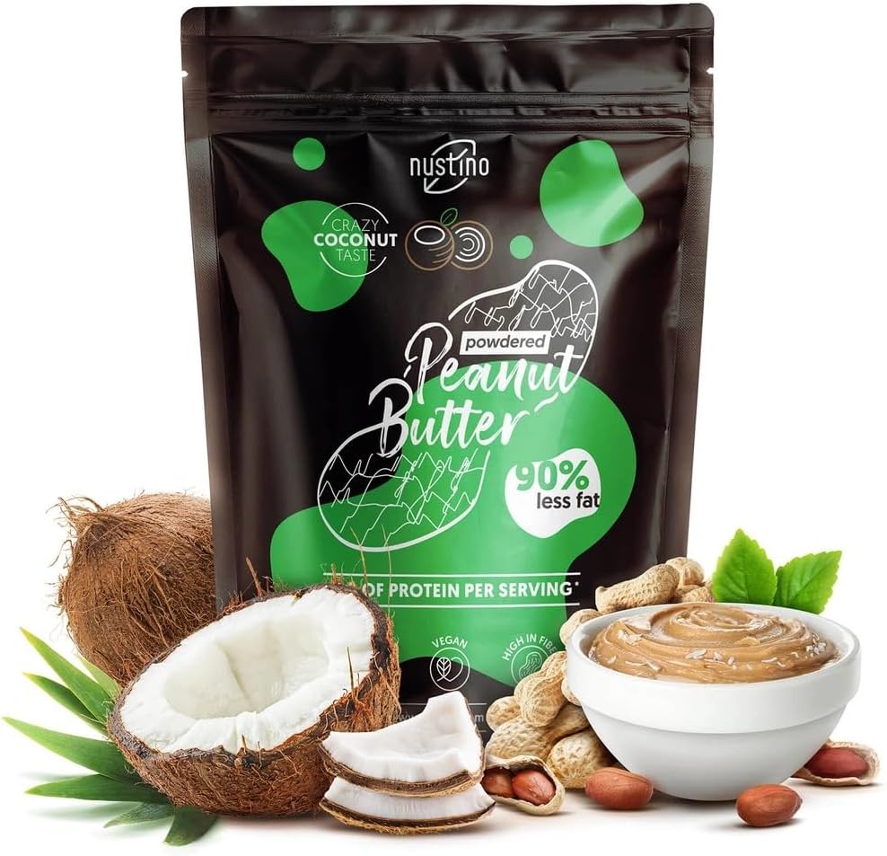Nustino Coconut - 400 g - Peanut Butter Powder, Low Fat Snack, High Protein