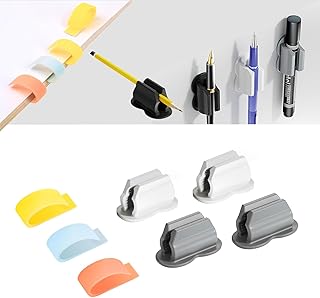 4 Pack Adhesive Pen Holder - Self-Adhesive Silicone Organizer Set - Multifunctional Clips for Desk & Wall - Ideal for Adults and Kids, Office and Home Organization (4)