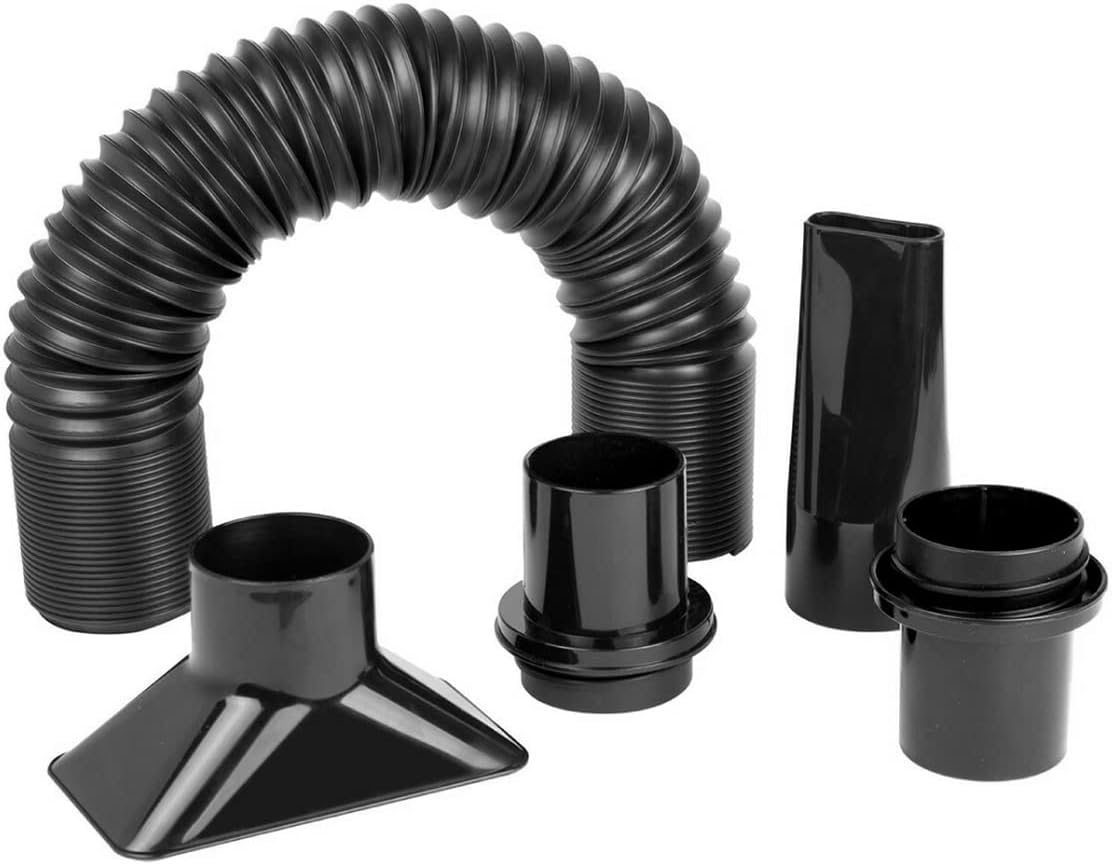 PowerTec 70208V 2-1/4 Inch Dust Collection Flexible Hose Kit 2-1/2" Collector, Black, 2.25 Inch