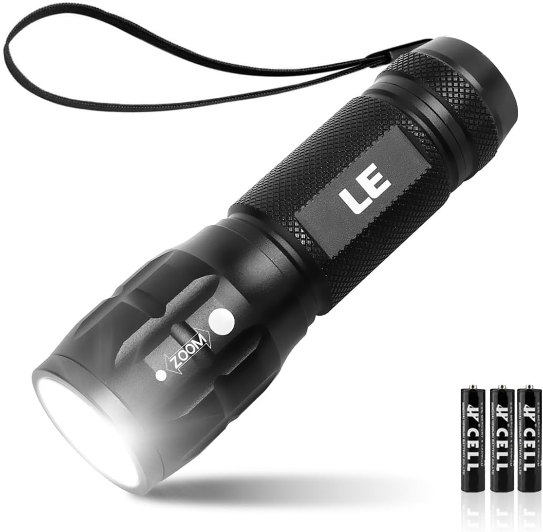 LE LED Torch Battery Powered, LE1000 Super Bright Hand Flashlight, Adjustable Focus, Water Resistant, Lightweight Small Torch for Power Cut, Camping, Dog Walking, Gift for Kids Men Dad Him Elderly