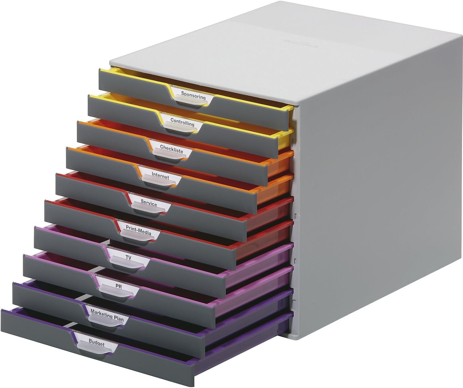 Durable VARICOLOR® 10 Drawer Unit - Desktop Drawer Set with 10 Colour Coded Draws - Perfect for Storing Documents and Paper Work