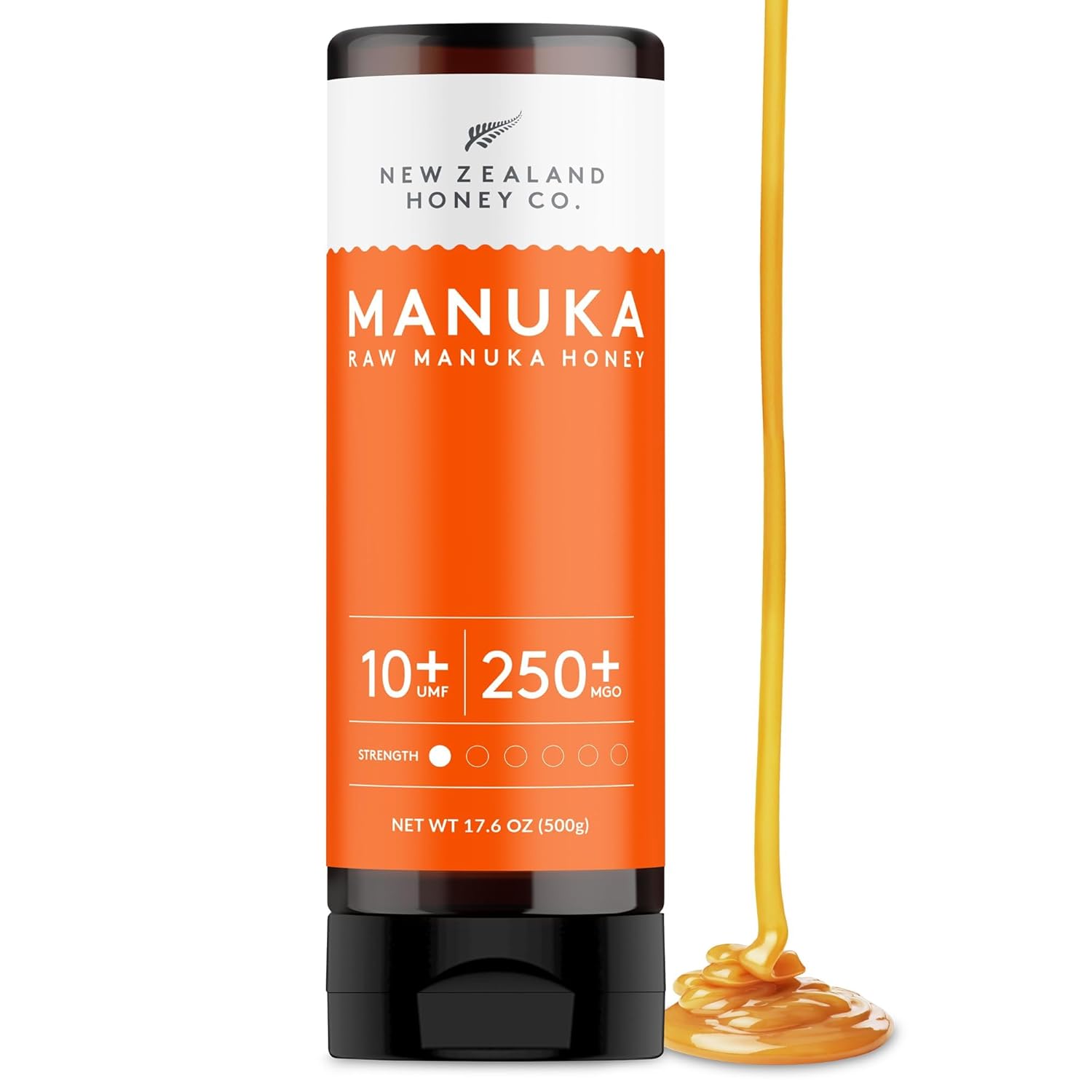 New Zealand Honey Co. Pure Manuka Honey Squeeze Bottle UMF 10+ / MGO 250+ | 17.6oz | 1.1 lb. (500g)