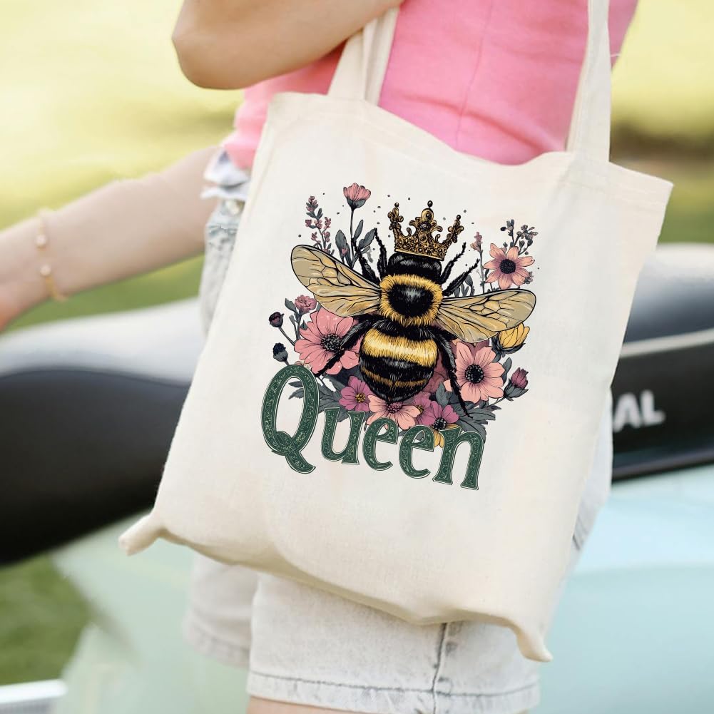 arricraft 6 Sheets Bee Iron on Decals Patches, Flowers Iron on Stickers Bee Sweet Bee Kind Bee Loving Transfer Stickers PET Washable Patches for DIY Clothes Decor, 8.7inch(22cm) Long