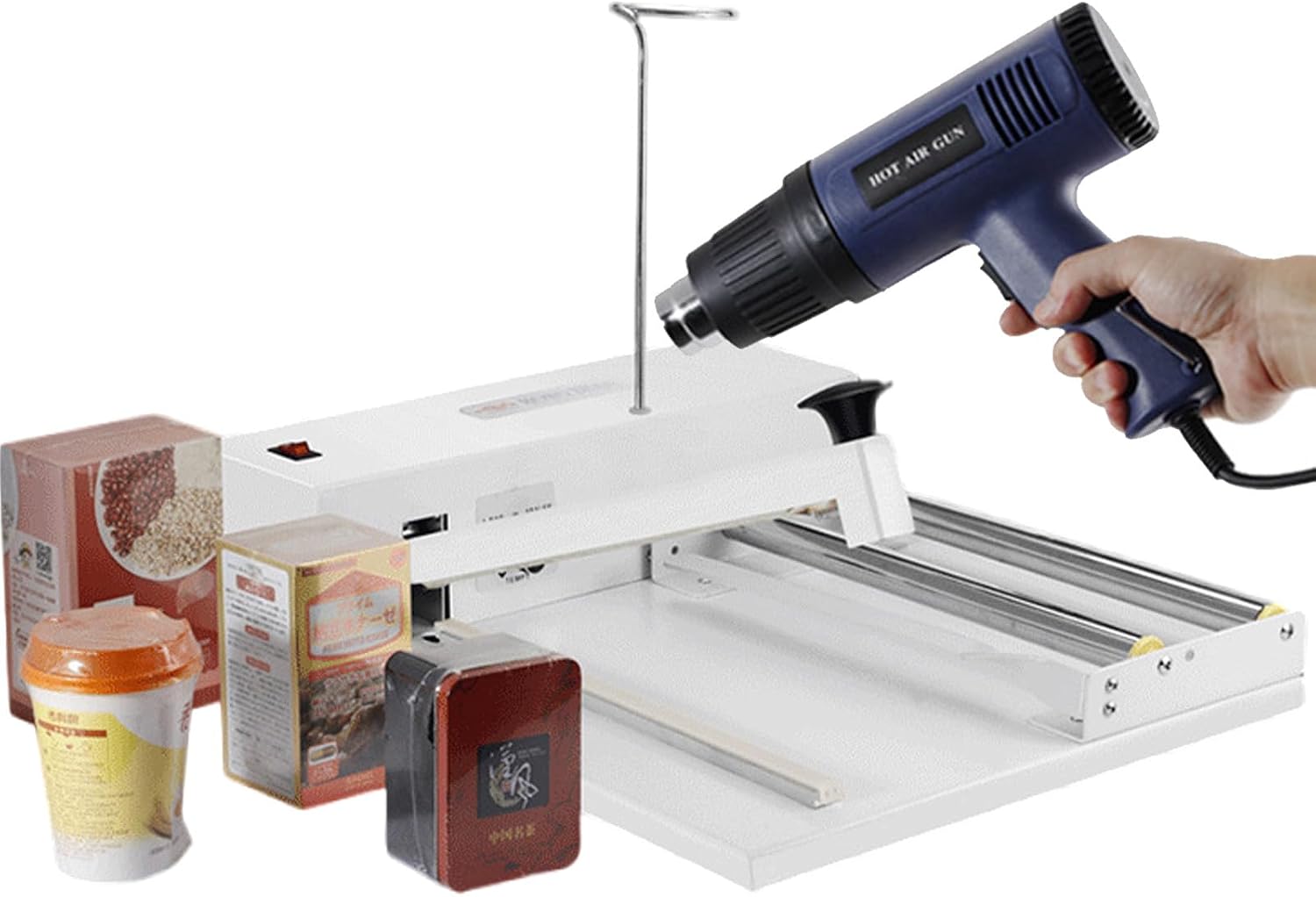 Shrink Wrap Machine with Heat Gun for Food and Box Packaging