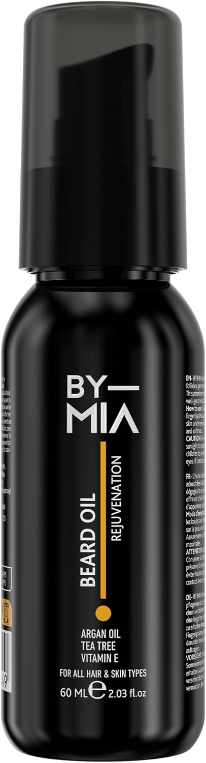 BY MIA Beard Oil Rejuvenation 60ml | Argan Oil, Tea Tree, Vitamin E | All Hair & Skin Types | Nourishes & Hydrates | Promotes Growth & Health | Gentle Formula