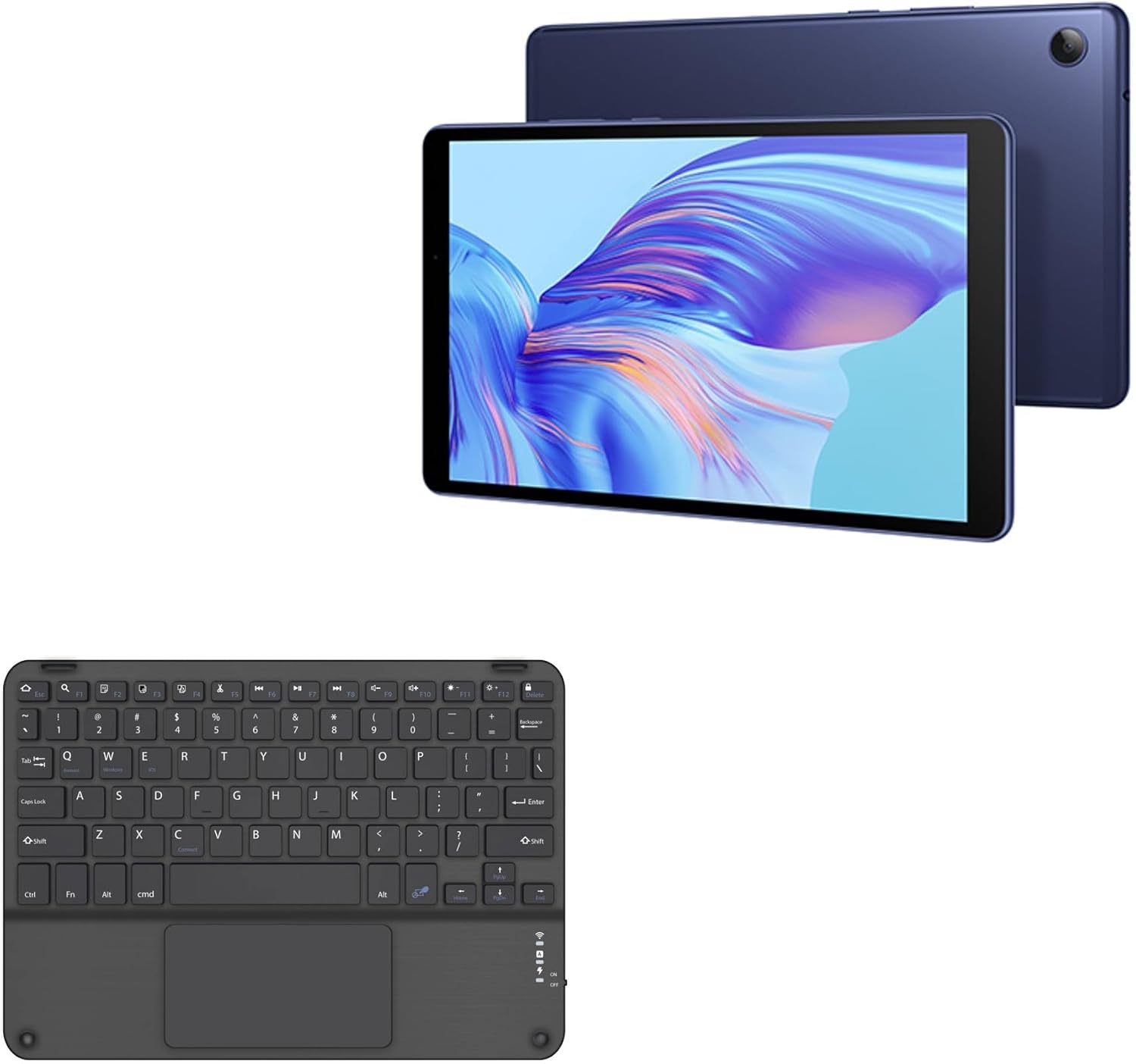 BoxWave Keyboard Compatible with Honor Tablet X7 - SlimKeys Bluetooth Keyboard with Trackpad, Portable Slim TouchPad - Jet Black