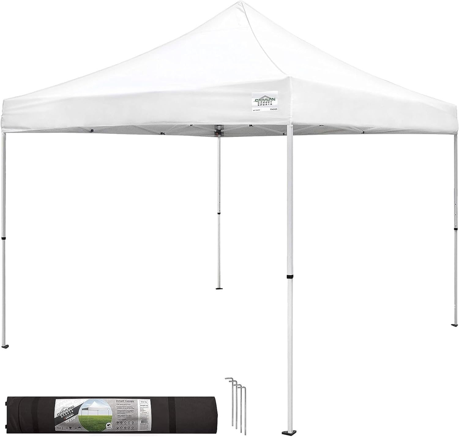 Caravan Canopy M Series Pro 2 10 x 10 ft Straight Leg Pop-Up Canopy Tent, White