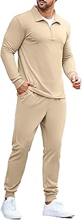 COOFANDY Men's Tracksuit 2 Piece Quarter Zip Polo Athletic Sweatsuits Casual Running Jogging Sport Suit Sets