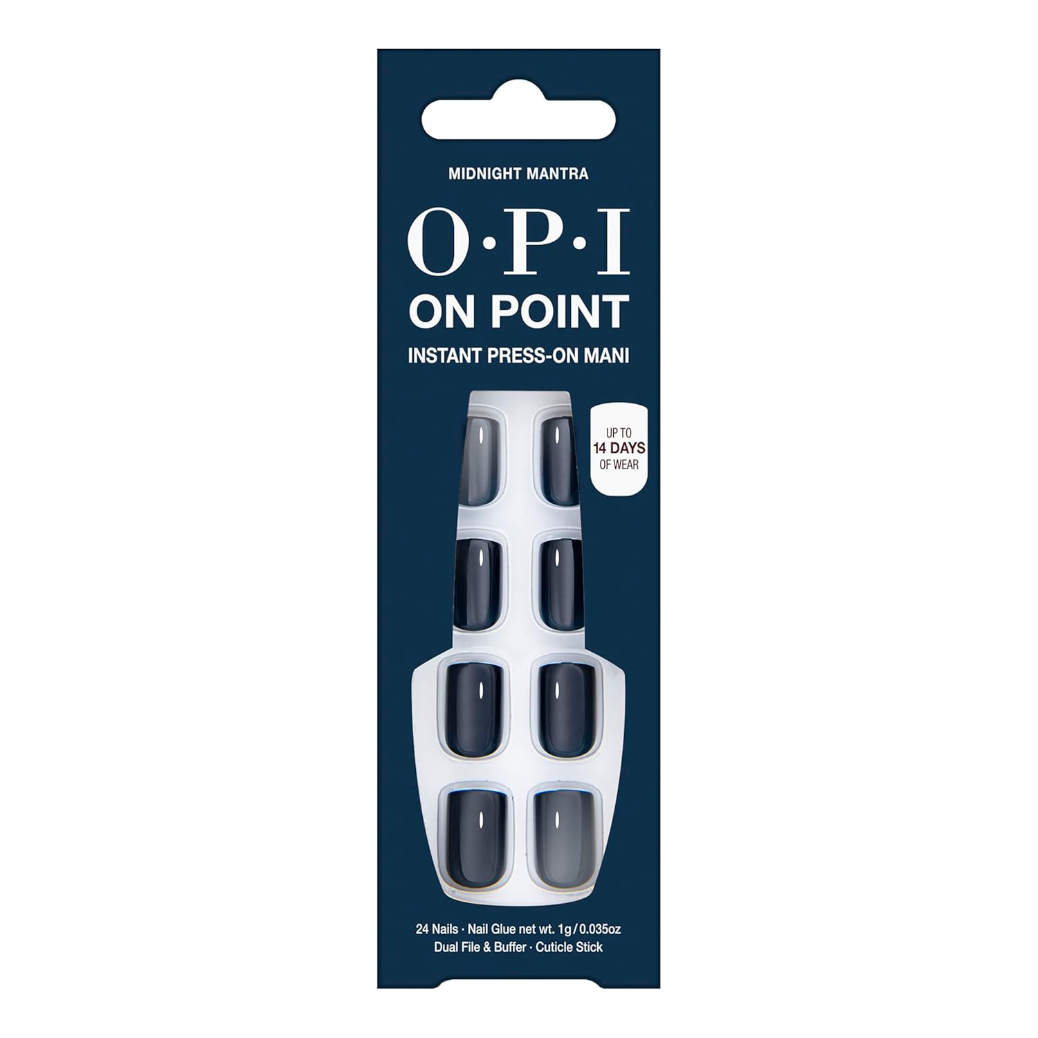 OPI On Point Press On Nails | Short Round Classic & Accent Nail Art Press On Nails | 24 Count With Nail Glue | Instant Press-On Mani | Long Lasting, Reusable, Non-damaging