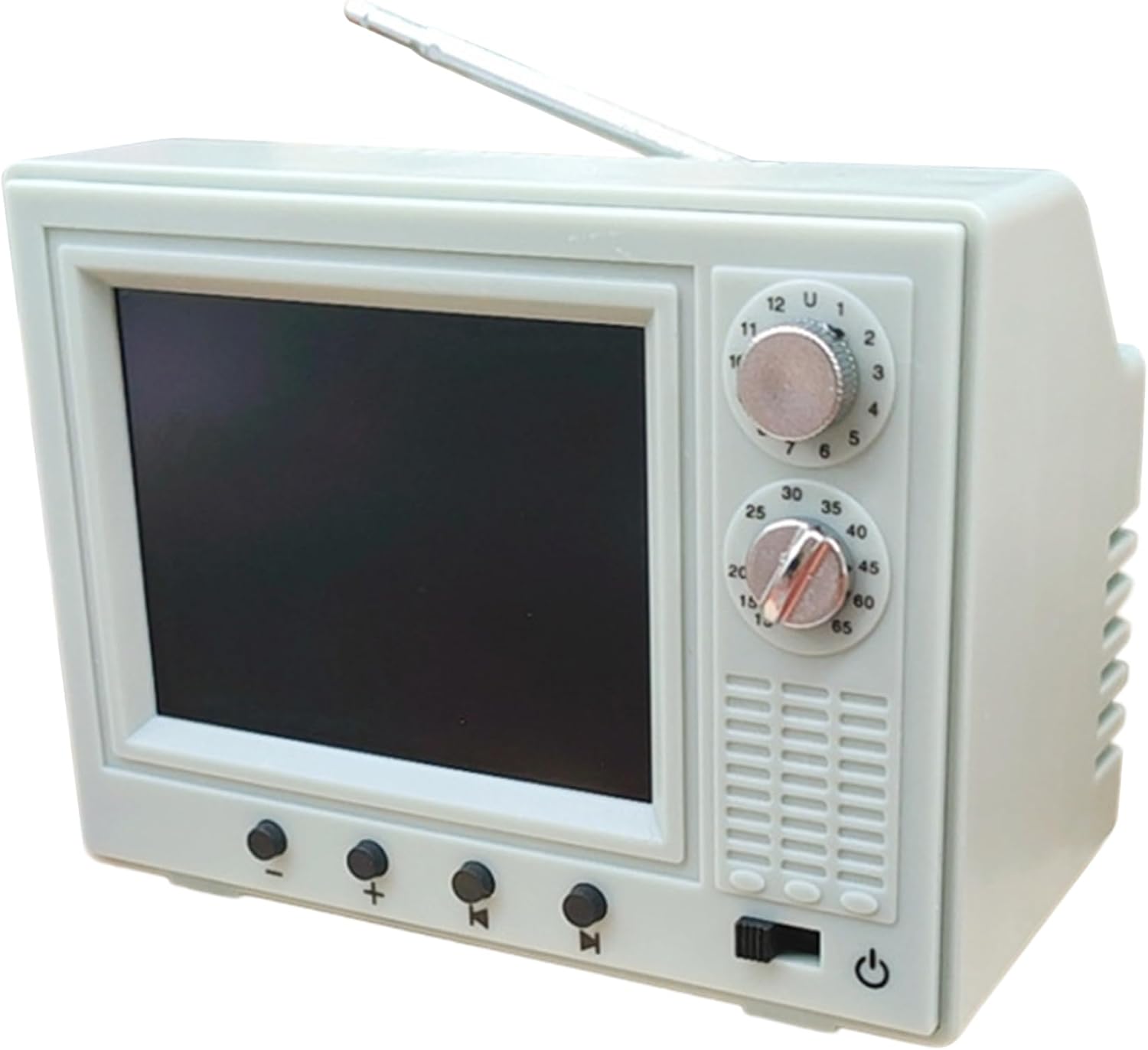 Dollhouse TV 1:12 Scale USB Rechargeable Mini TV Toy That Can Play Video with LCD Screen & 180° Rotatable Antenna Dollhouse Furniture for DIY Setting