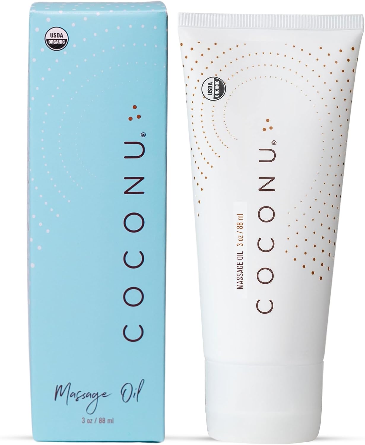 Coconu Organic Coconut Massage Oil for Couples, Edible, Unscented, 3 oz