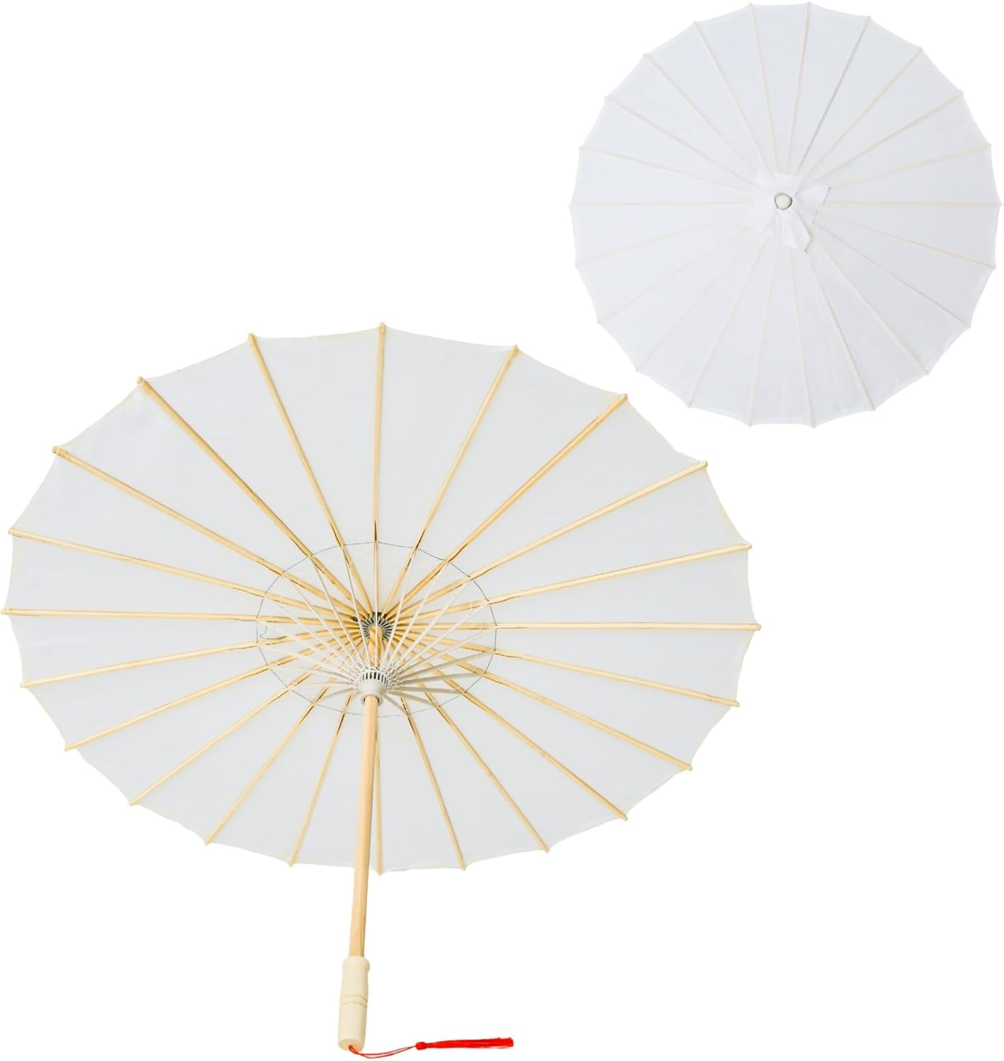 33" Women's White Silk Cloth Decoration Chinese Japanese Asian Handmade Parasol Umbrella DIY Art Dance Classical Umbrella for Wedding Parties Photography Costumes Cosplay