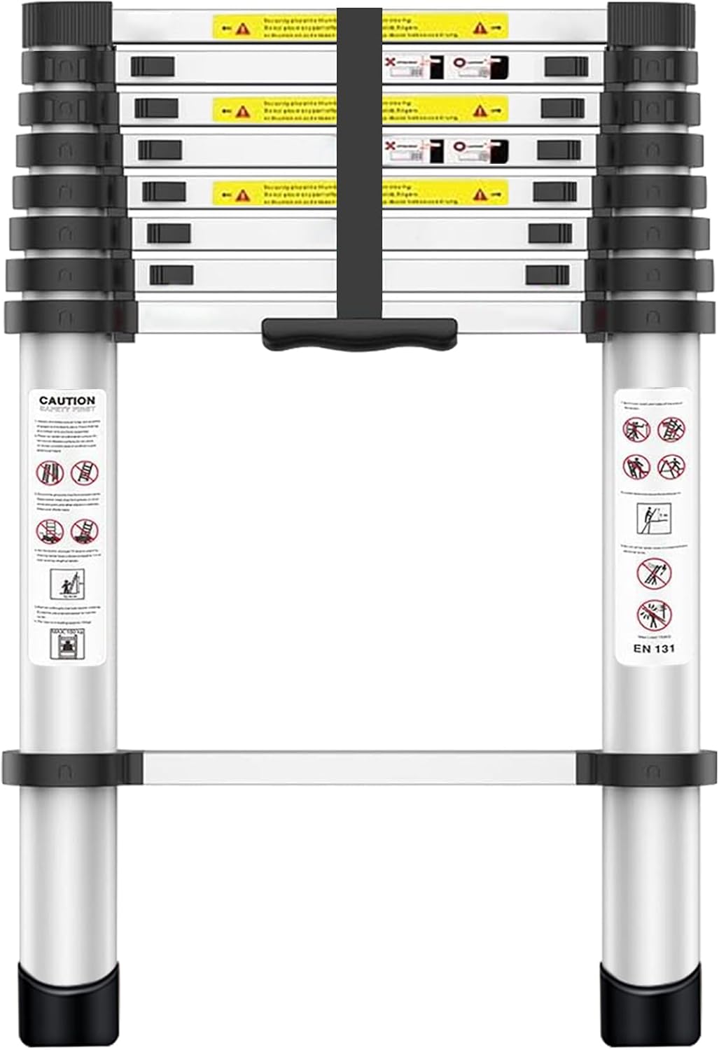 Exleiter 2.6M Telescoping Ladder, Aluminum Lightweight Multi-Purpose Collapsible Extension Folding Telescopic Ladders for RV, Attic, Daily Use at Home, 330lbs Max Capacity