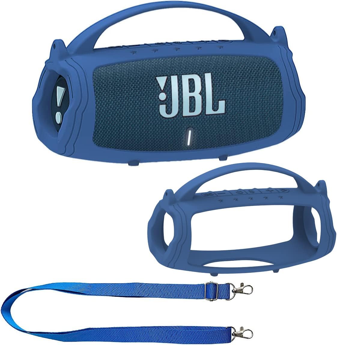 Silicone Cover Case for JBL Charge 5 Portable Bluetooth Speaker, Protective Skin Holder for JBL Charge 5 Speaker Accessories (Blue Case, NOT Fit Wi-Fi Version)