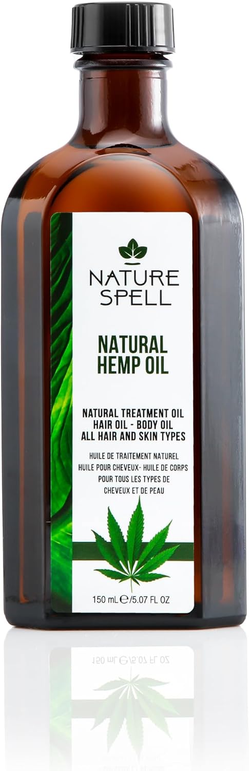 Nature Spell Hemp Oil for Hair & Skin 150 ml – Strengthen Hair on Cellular Level - Skincare Oil to Provide Intense Hydration – Made in the UK